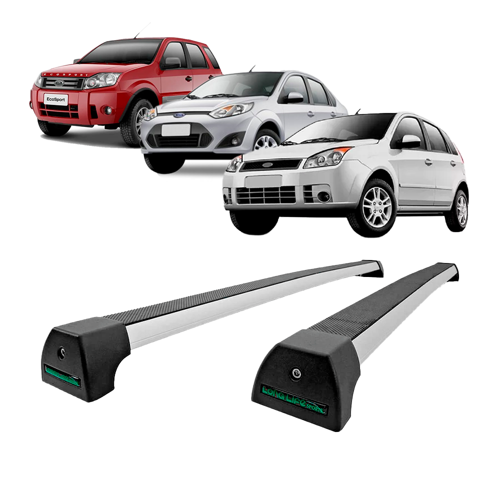 Rack de Teto Long Life Sports Alumínio Fiesta Hatch 2003 até 2014 e Fiesta Sedan 2005 até 2014 - 2 e 4 Portas.