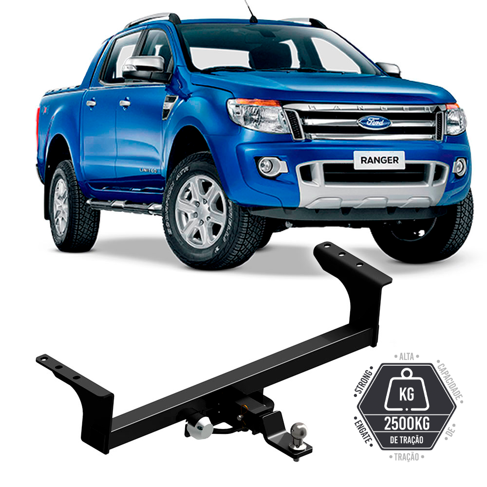 Engate de Reboque Reforçado Modelo Strong até 2500kg de Tração Ford Ranger 2013 a 2022